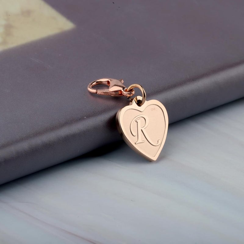 FAADBUK Initial Letter A-Z Alphabet Heart Charms for Jewelry Bracelet Keychain Necklace Initial Stainless steel Clasp Clip on Charm - Image 4